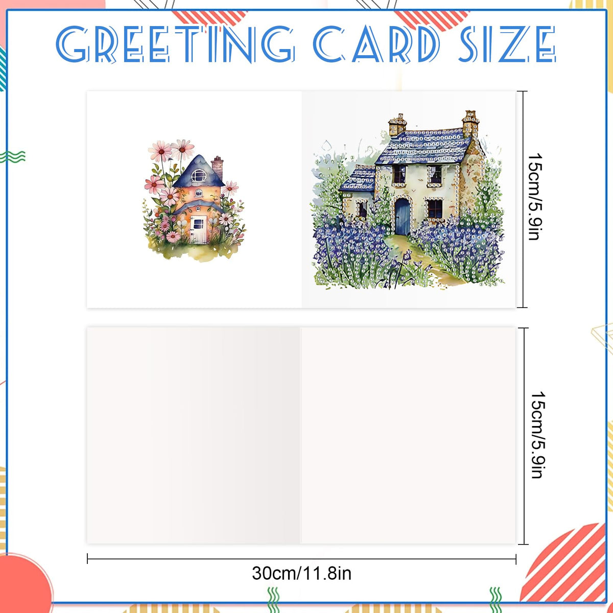 C'eitura 12Pcs Lavender Diamond Art Painting Greeting Card Kit with Envelopes, DIY Floral Christmas Birthday Thanksgiving Card Making Set, Calming Handmade Card Craft