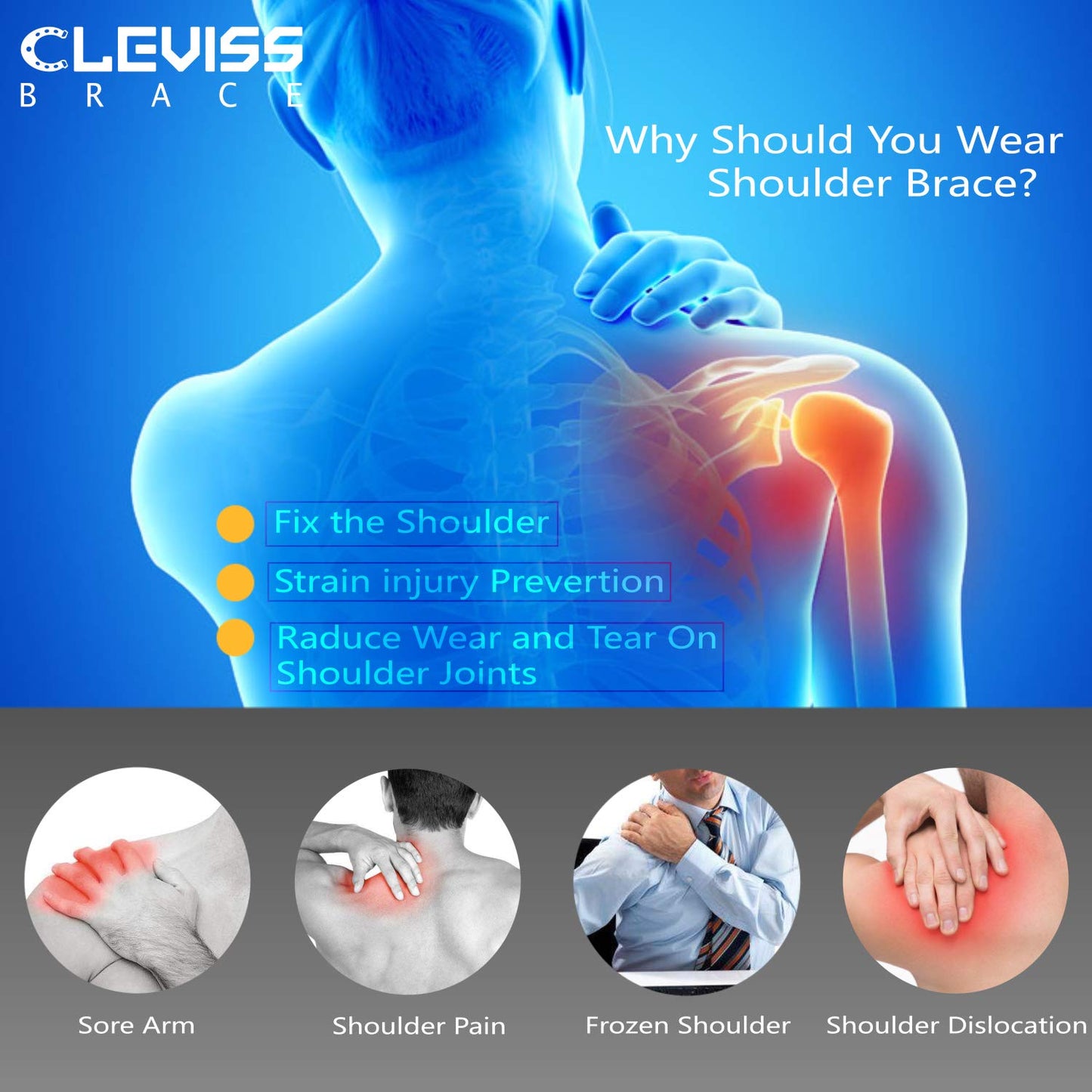 Shoulder Brace for Rotator Cuff - for Bursitis, Dislocated AC Joint, Labrum Tear, Tendonitis,Neoprene Compression Support Sleeve for Men and Women (Black L-XL)
