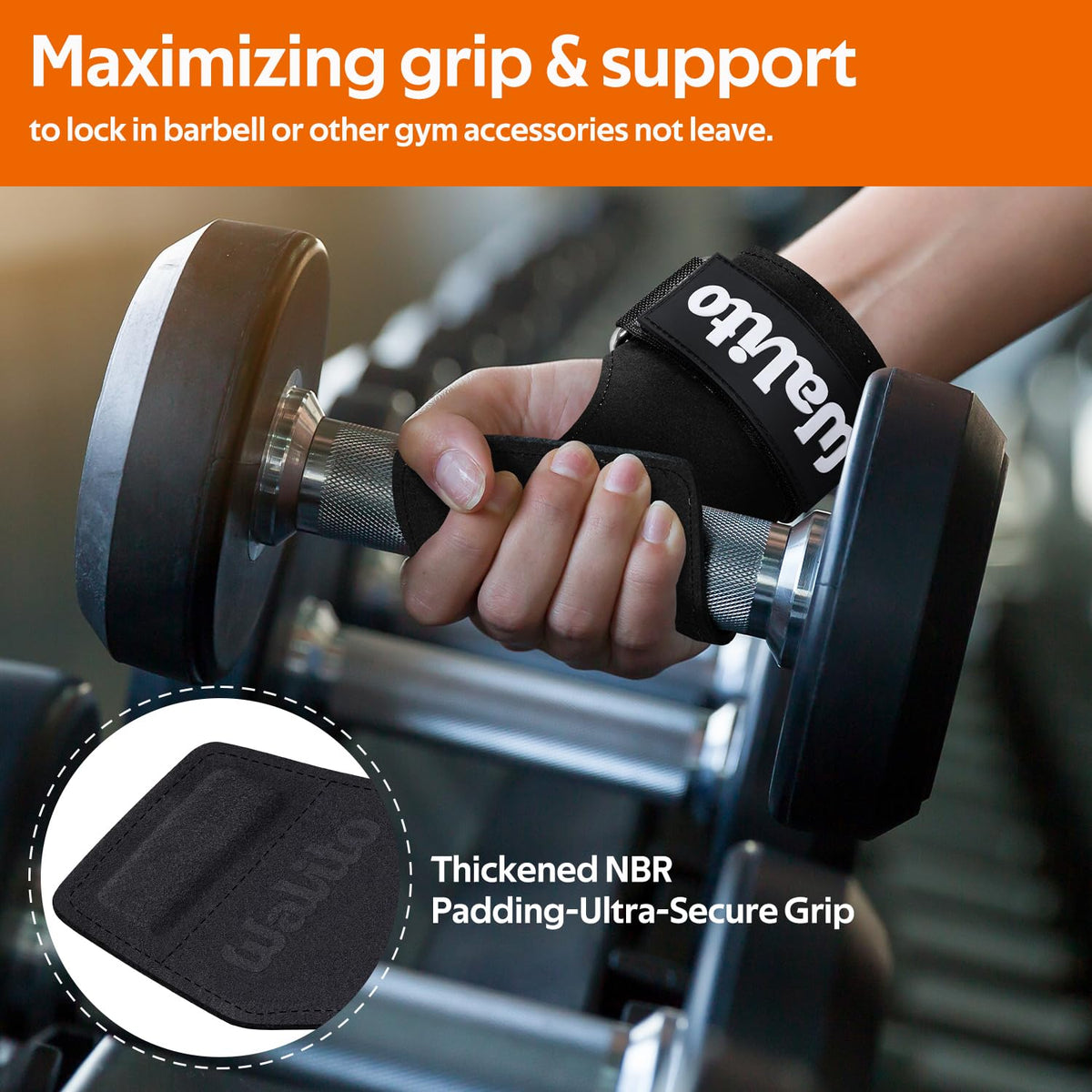 Weight Lifting Wrist Strap，Double Layer Leather Wrist Wraps with Neoprene Padding for Weightlifting & Deadlifts – Adjustable Gym Straps for Men & Women