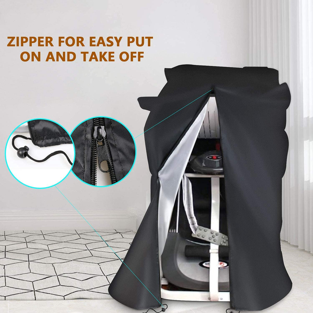 POMER Treadmill Covers, Dustproof Waterproof Non-Folding Running Machine Protective Cover with Zipper - Ideal for Indoor Outdoor Home Treadmill Use (Size L: 85x38x75 inch)