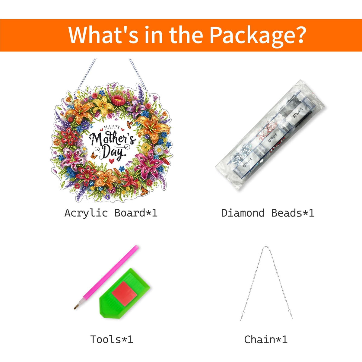 VODAPYC Mother's Day Diamond Art Hanging Kits for Adults, Acrylic DIY Double Sided Special Shaped Flower Diamonds Art Windows Pendant Ornament(Mother's Day Wreath)