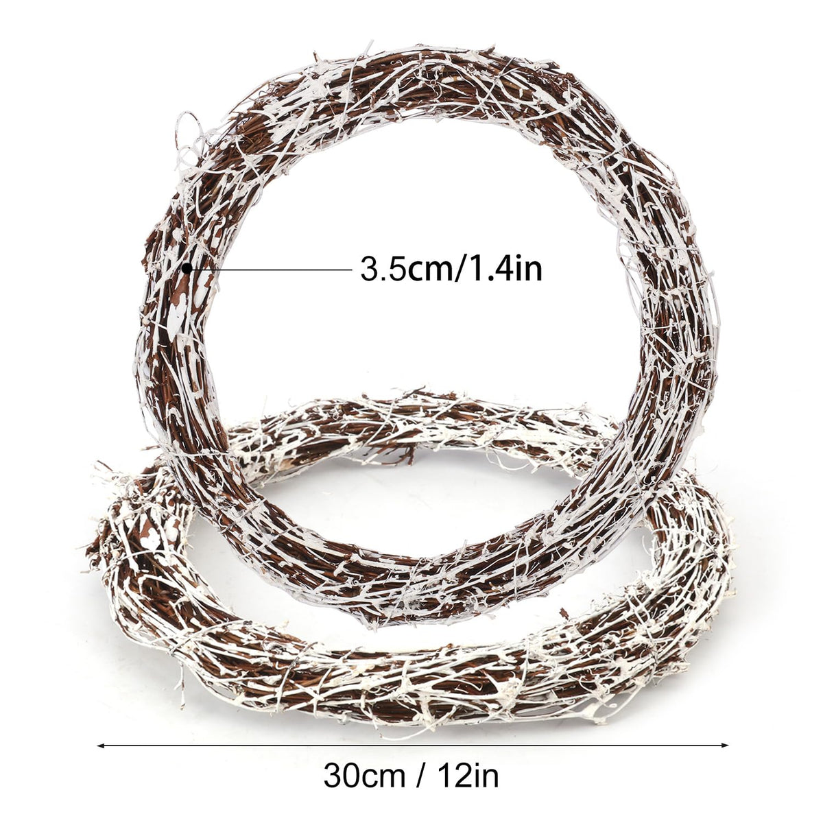 KUKLIPJIM 6 Pcs 12 inch Natural Grapevine Wreath Set, Hand-Woven Vine Branch Wreaths for DIY Crafts, Christmas Decorations, Home & Event Styling(White)