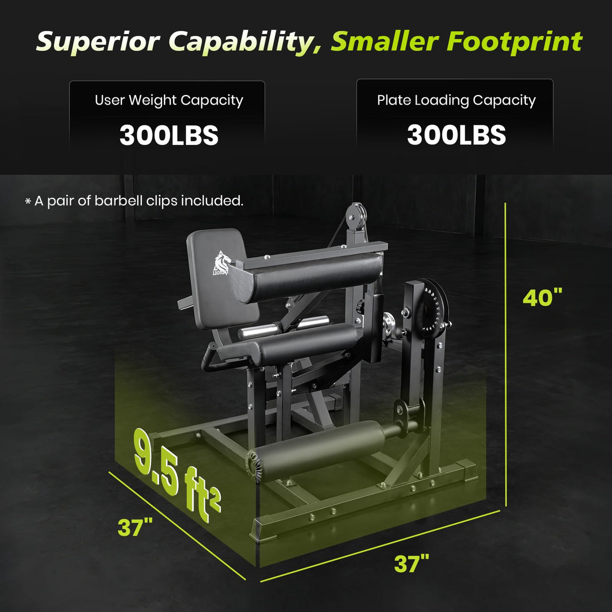 LIONSCOOL Leg Extension and Curl Machine, 600lbs Adjustable Seated Leg Extension and Hamstring Curl Bench, 2" Plate Loadable Lower Body Exercise Cable Equipment for Home Gym, Barbell Clips Included