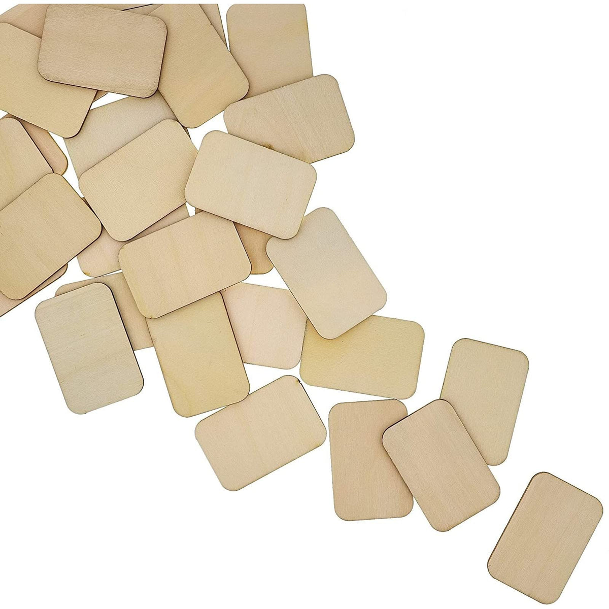 Bright Creations 60 Pack Unfinished Wood Cutouts for Crafts, Rectangle Wooden Slices for DIY Projects (2 x 3 in) - Wood Pieces for Crafts