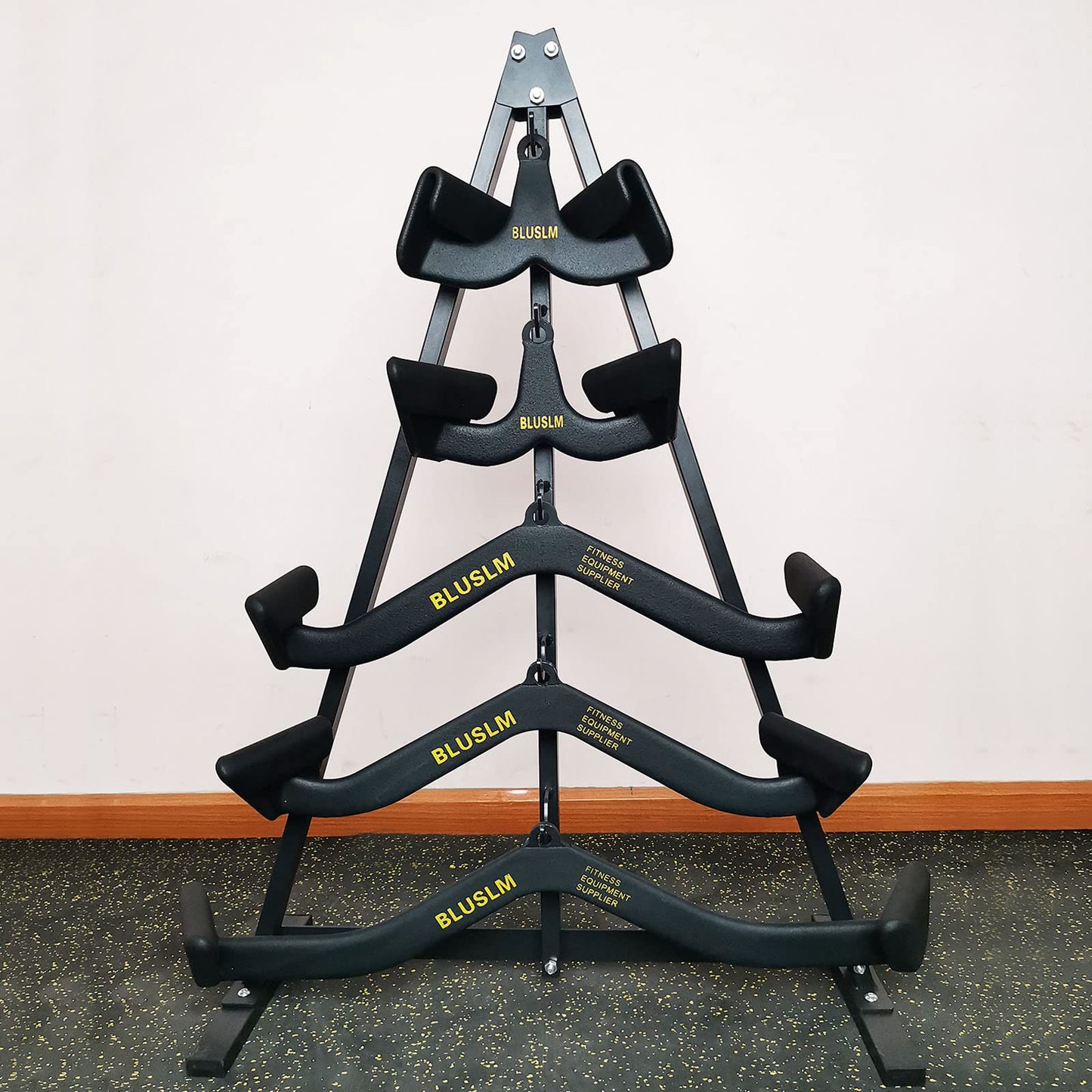 Gym Fitness LAT Pull Down Bar Storage Rack for Mag Grip, Heavy Duty A-Frame Stand for Pulldown Attachments (S-ZHIJIA)