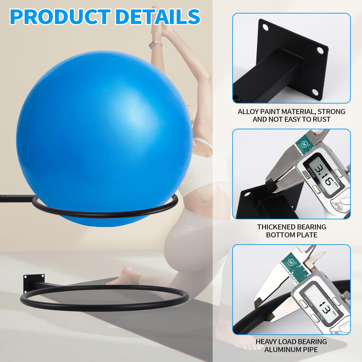 XIAOPEIZHI Black Yoga Ball Holder, Exercise Ball Storage Ball Holder Wall Mount Stability Ball Holder for Home and Yoga Studios or Commercial Gyms,Acts as a Yoga Ball Holder. Set of 1