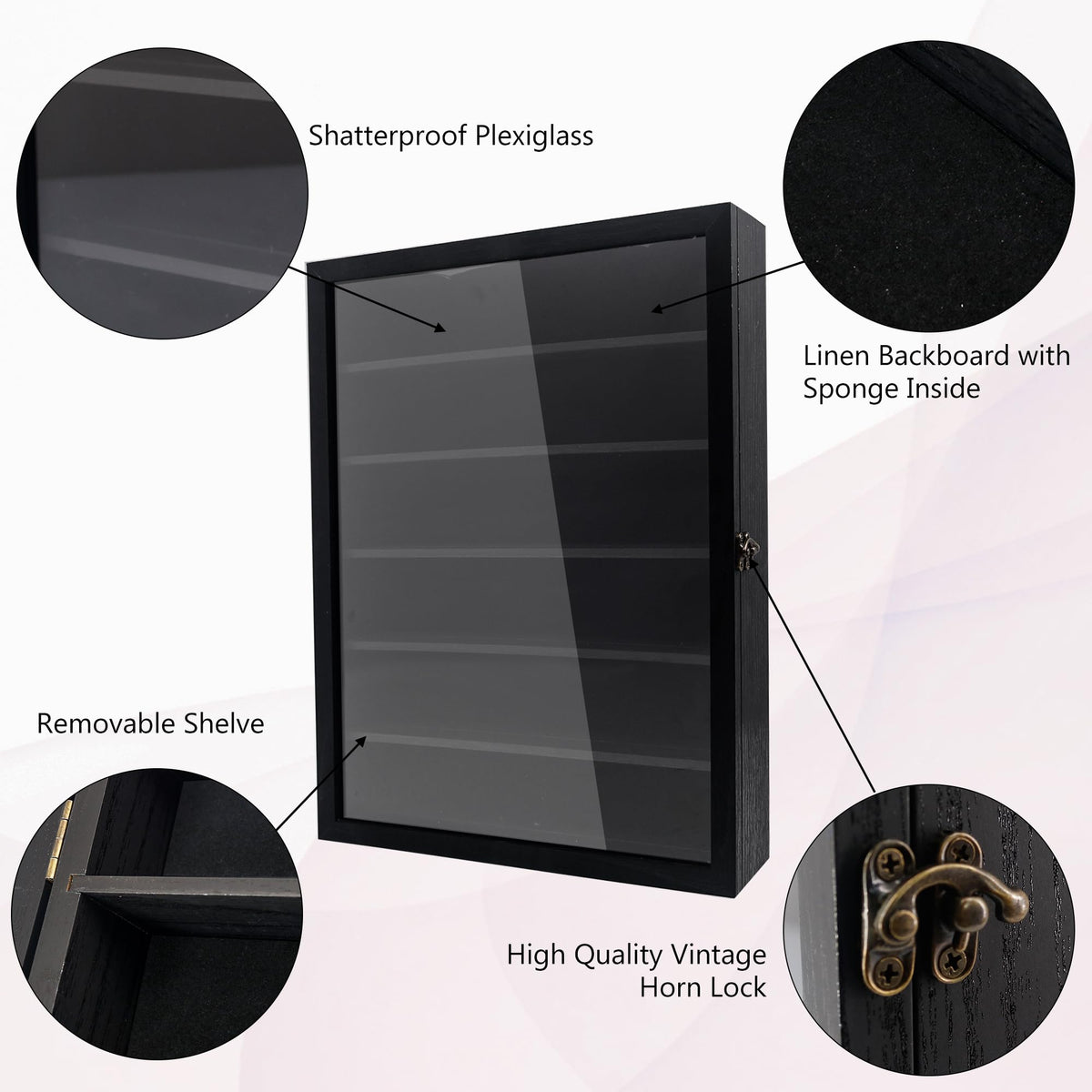 Hodeframe Shadow Box Frame with Removable Shelves, Black 12x16 Deep Memory Box Display Case for Keepsake Collectibles, Coins Military Medals Pins Wedding Flowers