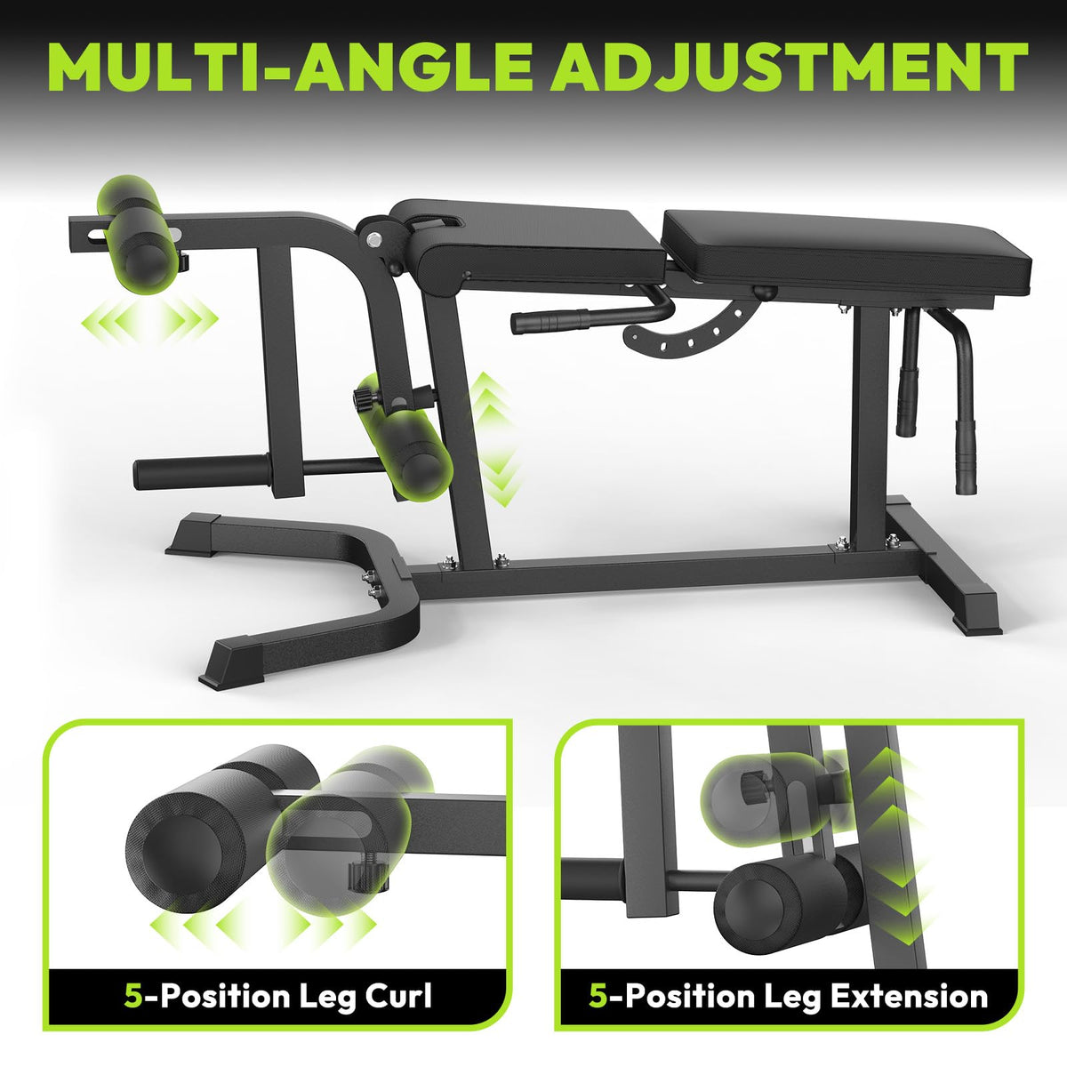 HANDBODE Leg Extension and Curl Machine, Adjustable Leg Curl Machine, Seated Leg Extension and Lying Curl Machine for Lower Body Workouts, Leg Workout Equipment Fit Weight Plate Set