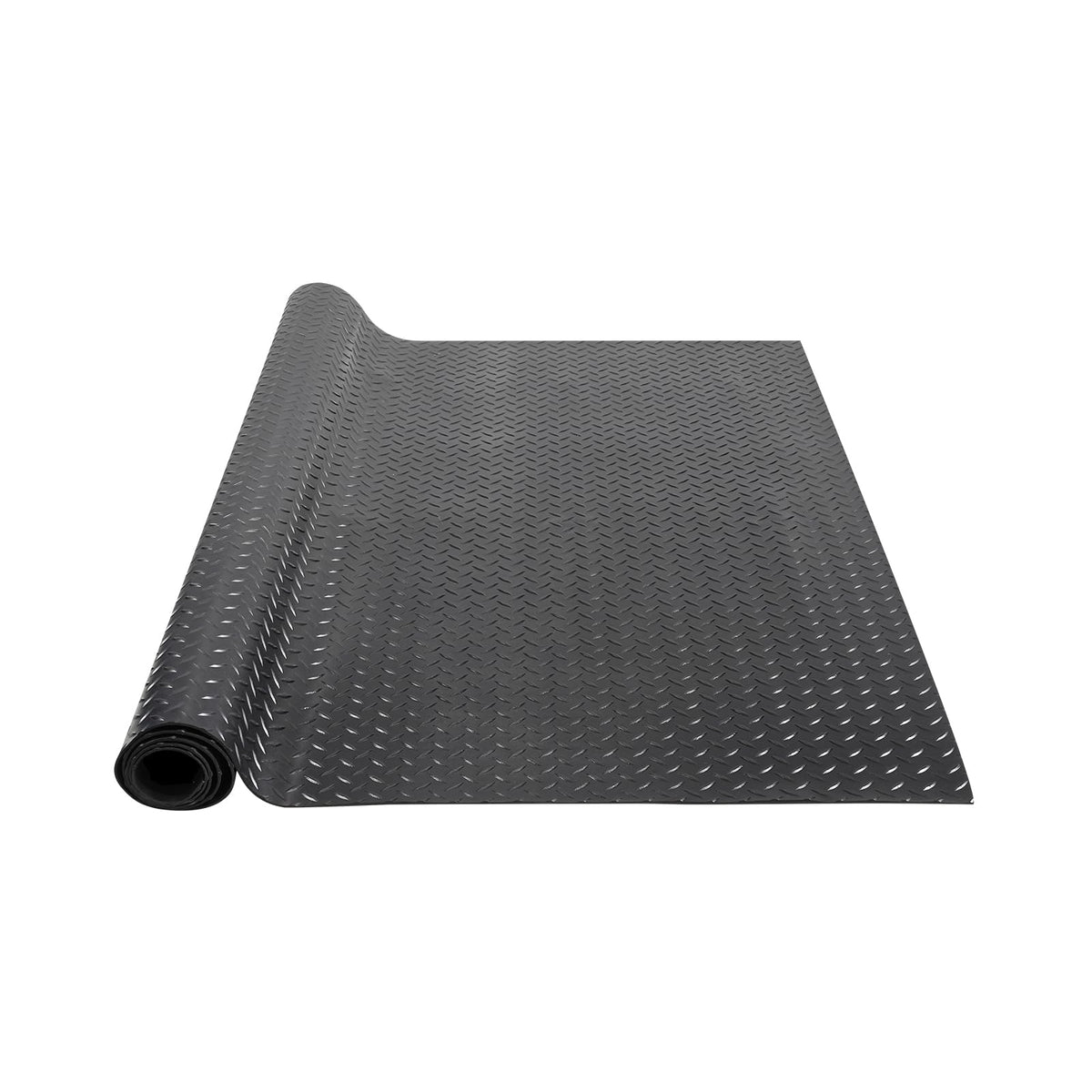VEVOR Diamond-Plate Rubber Flooring Roll, 3 mm x 4 ft x 8 ft Floor Mat, SBR Rubber Roll, Easy to Clean, for Under Cars, Garage, Industry, Gym, Black