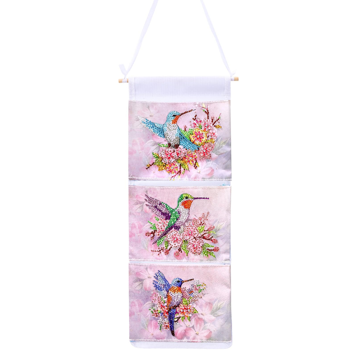 LSQFS 3-Pocket Diamond Painting Storage Bag, Over-Door Canvas Organizer. Wall-Mount Pouch for Adults, Bedroom/Bathroom/Kitchen use. Stores Diamond Art Tools & Small Items, Tidy Home Decor.