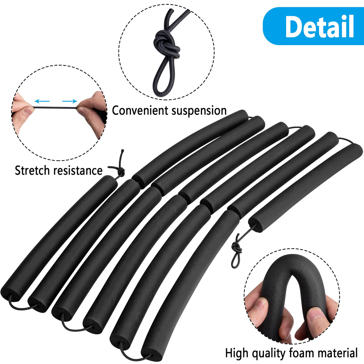 moonoom High Jump Training Equipment, 9.9 Ft Long High Jump Bungee Elastic Crossbar, Cord Training Equipment Foam for Beginners Athletes Practice, Black