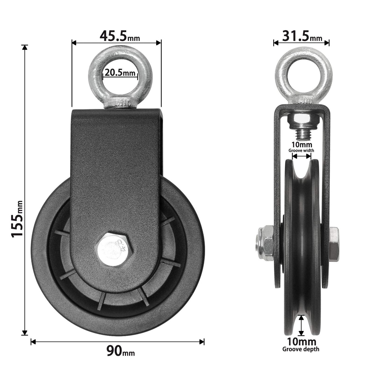 Vishusju 90mm Pulley Wheel for Cable Machines Silent Bearing Home Gym Equipment Pull Down Attachment Weight Lifting Pulley Traction