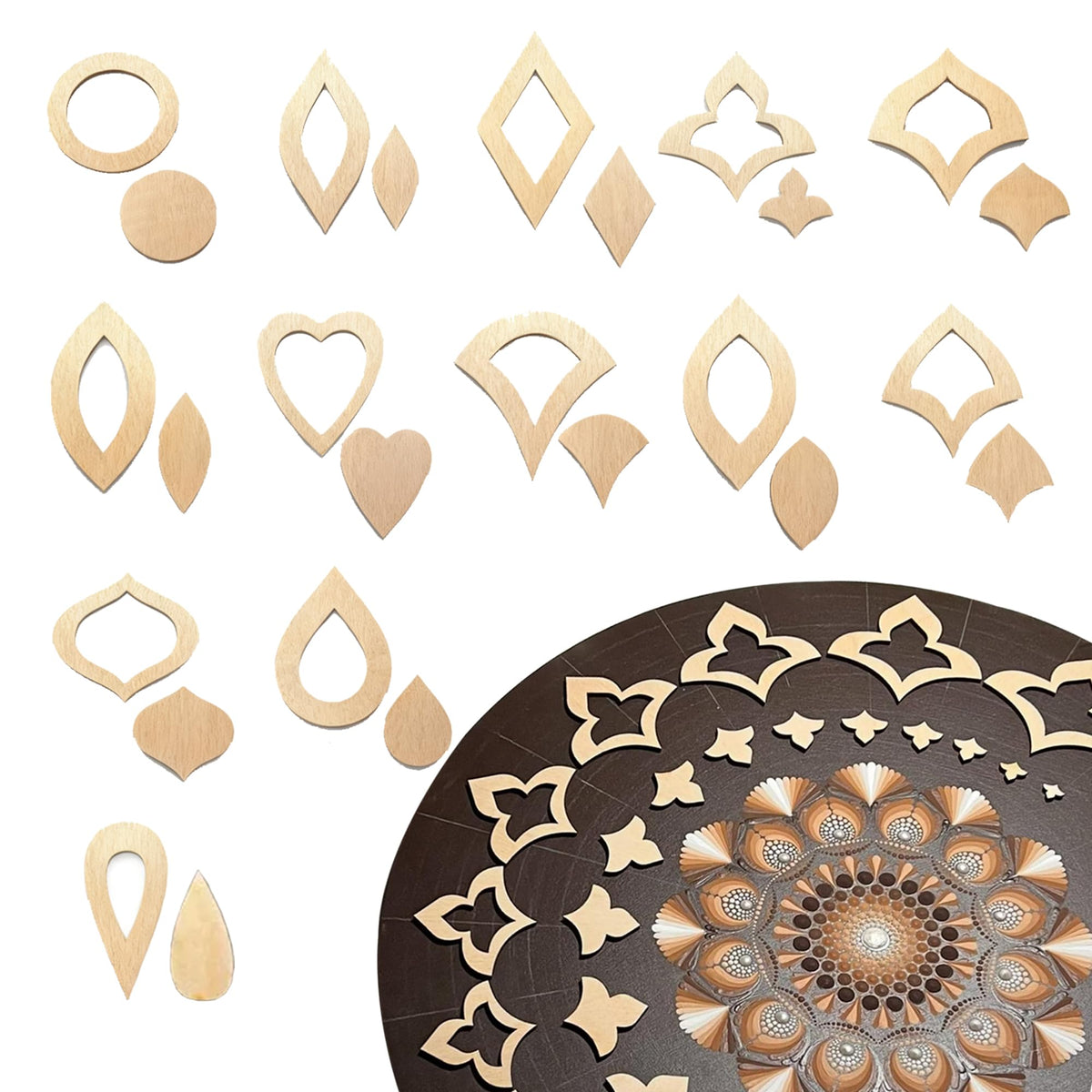 DAFENCHI 364 Pcs Wooden Mandala Painting Stencils, Dot Drawing Tools for Mandala Patterns, Drawing Stencils for Wood & Flat Surfaces, Portable Art Drawing Kit Painting Template