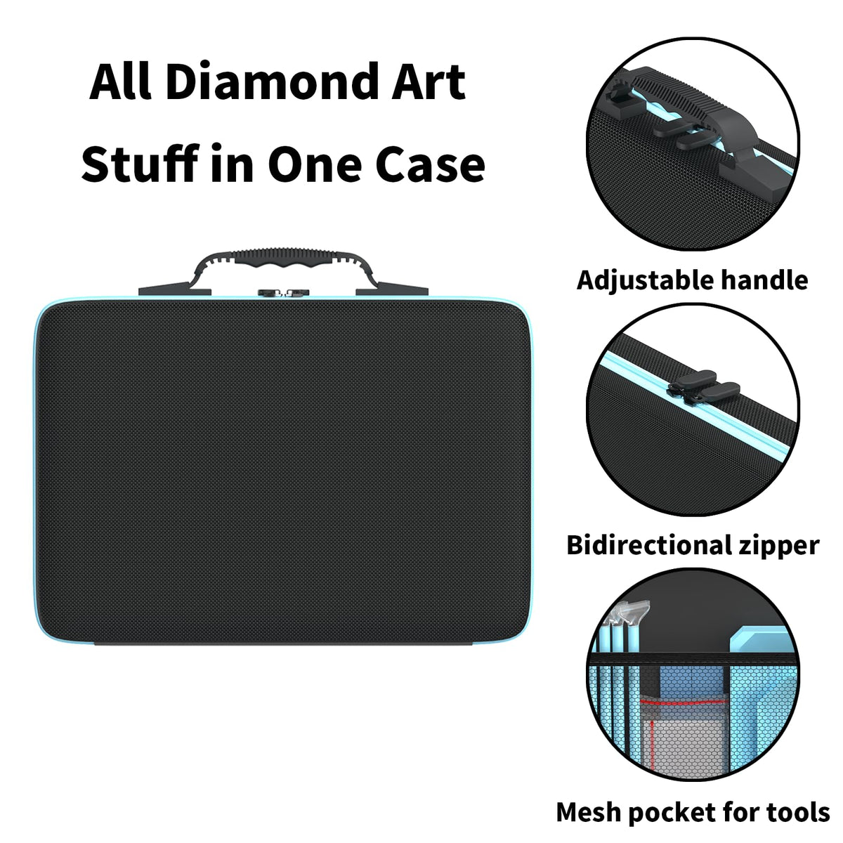 VANSUNS 60 Slots Diamond Painting Storage Containers Kits, Thickened Waterproof Portable Bead Storage Boxes for Diamond Painting Accessories and Tools, Blue