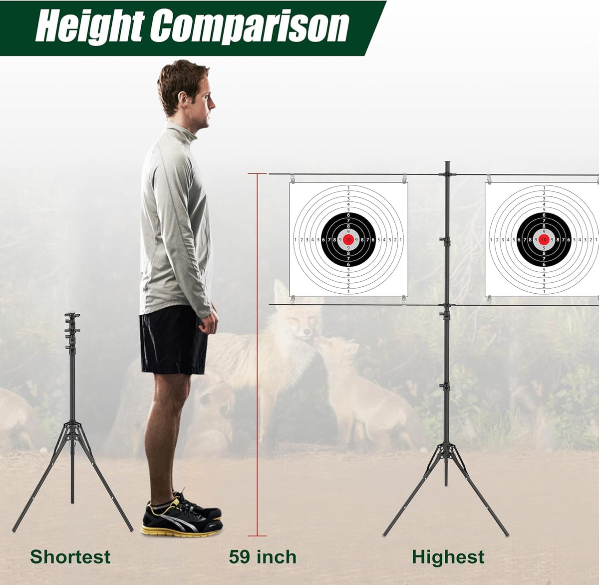 Ideagle Adjustable Target Stand for Shooting Range with 10pcs Paper Targets,Paper Target Stand for BB Gun, Airsoft and Shooting Practice