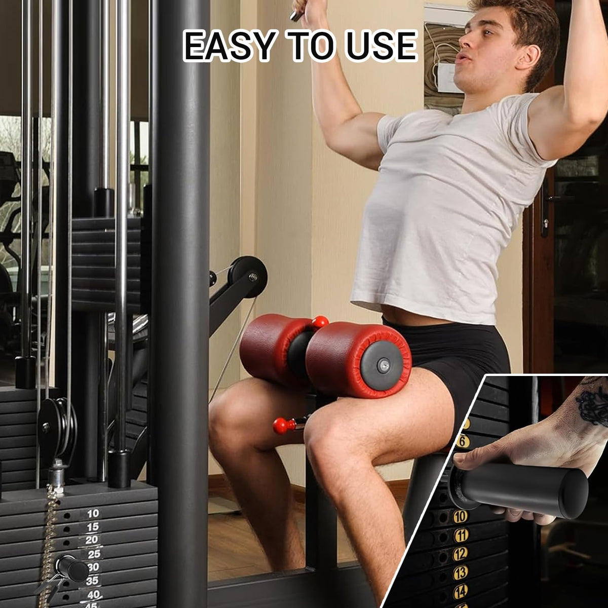 Weight Stack Pin with Spring Clip Collar – Gym Pin for Weight Stack Machine, Weight Stack Extender Pin Strength Training Equipment for Commercial Gym and Home Gym