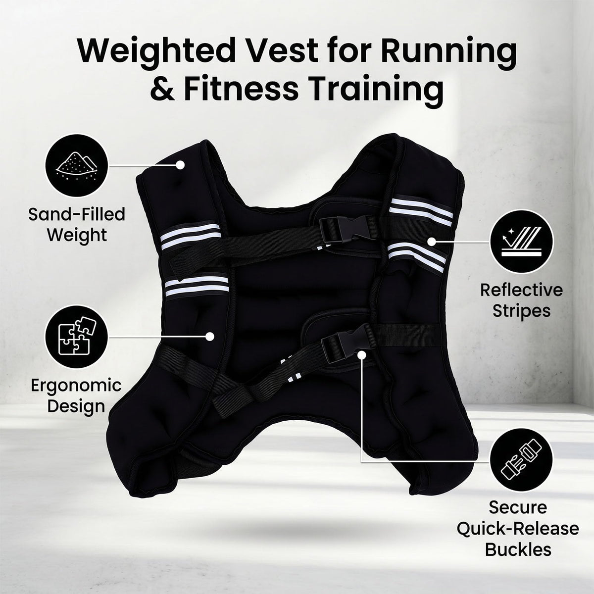 Generic Weighted Vest, Adjustable Neoprene Weight Vest for Men and Women with Reflective Stripe, Strength Training Running Jogging Workout Weightlifting (8KG)