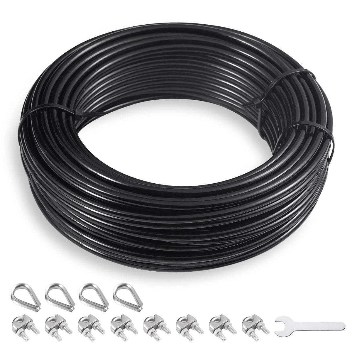 SERTT Replacement Cable for Pulley Cable Machine, Pulley Cable for DIY Home Gym, Wire Rope Length 32.8/65.6/98.4 Ft for Weight Lift Pulley System, Gym Steel Cable, Thick 5mm, TPU Coated