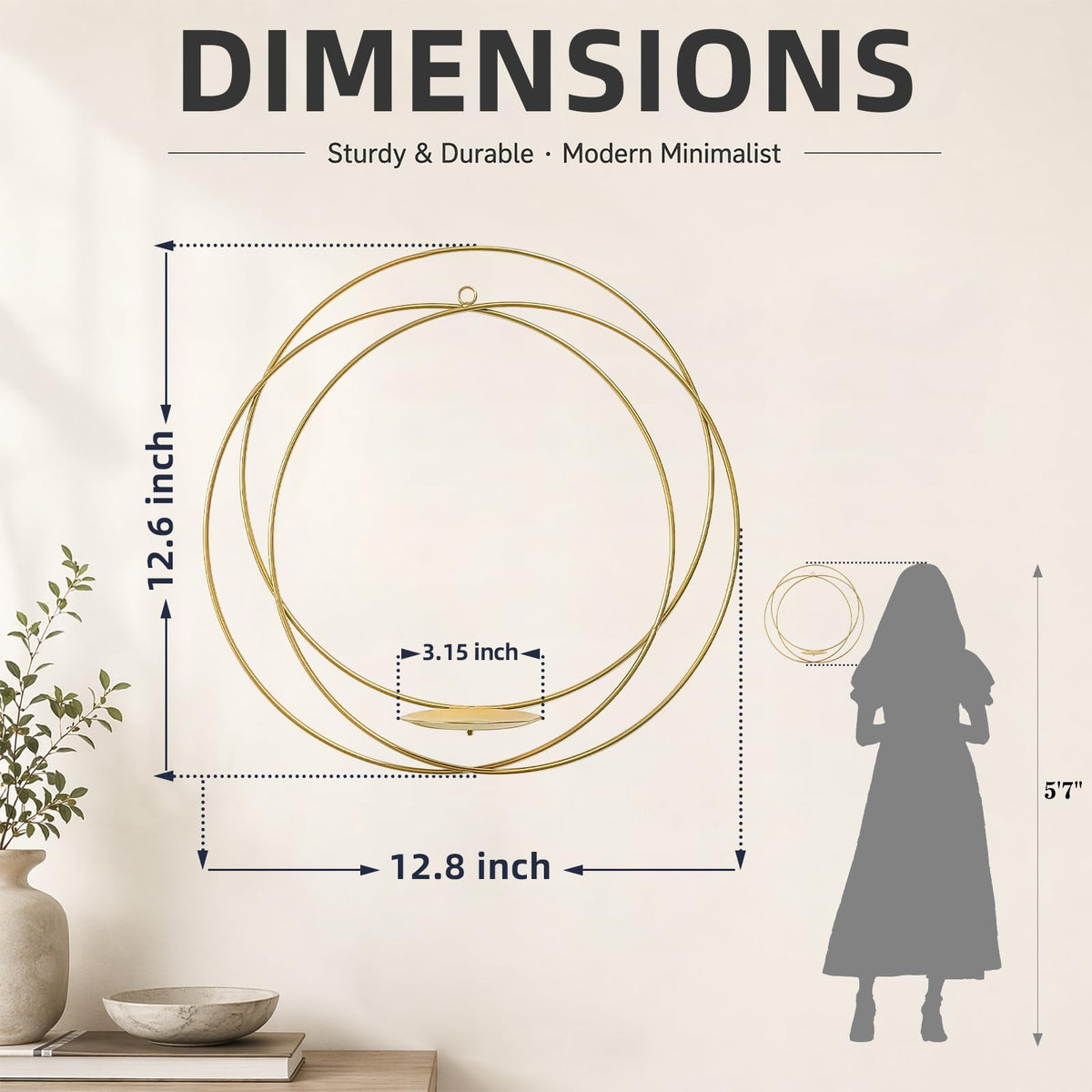 ZEXUIRU 2 Set Metal Wall Candle Sconce for Living Room Bedroom Dining Room Bathroom Decorative Iron Candle Holders Farmhouse Wall-Mounted Metal Sconces Holder - Gold 12.8in