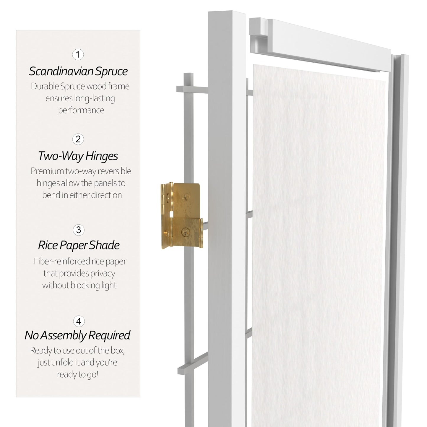 3 ft. Short Window Pane Shoji Screen - White - 3 Panels