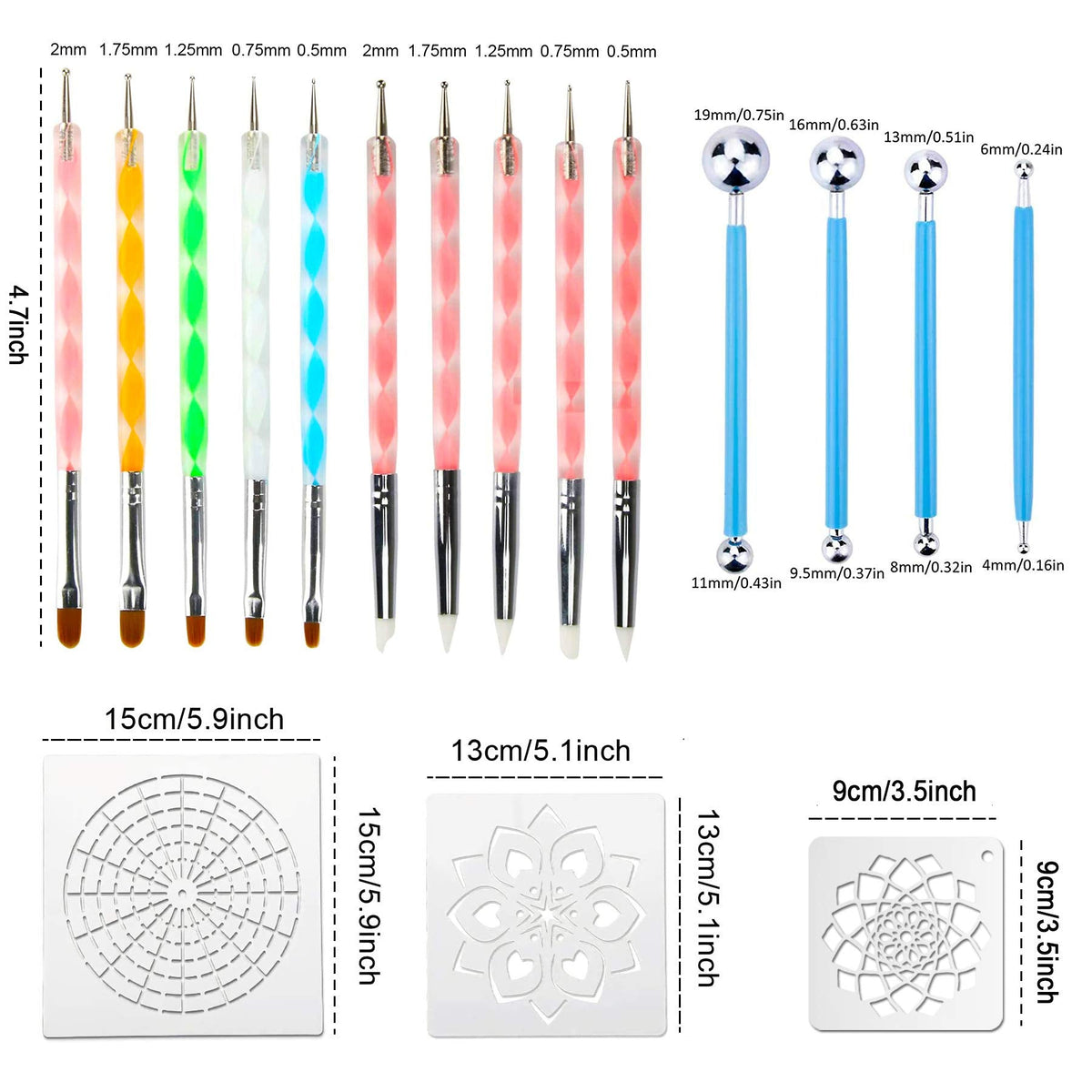Mandala Dotting Tools,Augshy 58PCS Dot Painting Tools Set Rock Painting Supplies with a Blue Zipper Waterproof Storage Bag for Painting Rocks