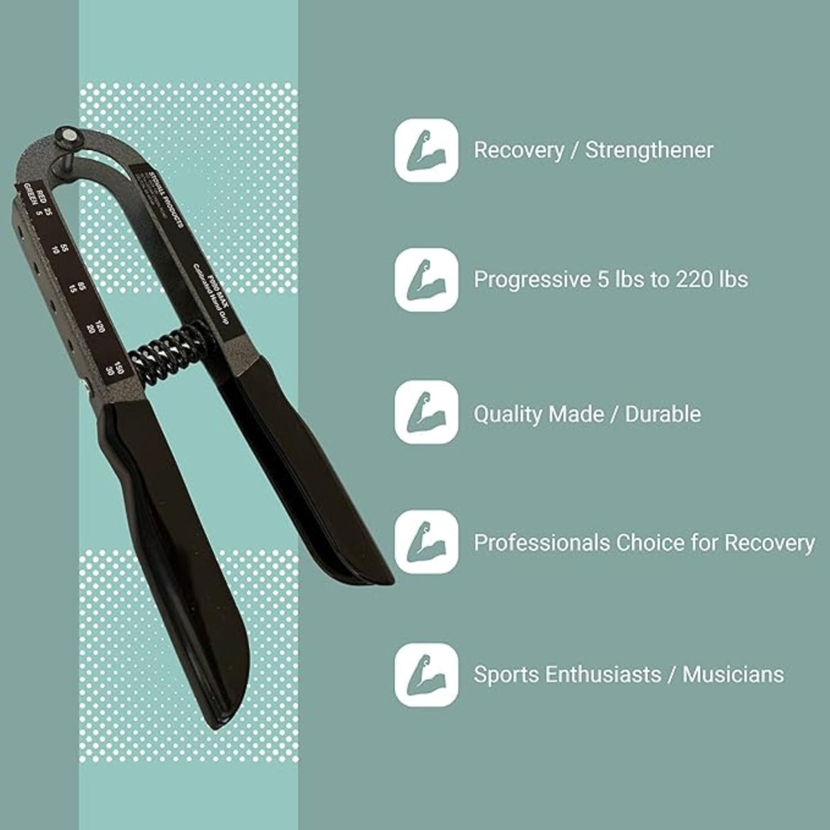 Stovall Adjustable Grip Strength Trainer | Professional Physical Therapy Hand Grip Exerciser | Rehab Hand Exerciser with Resistance from 5 to 150 lbs, Made In The USA