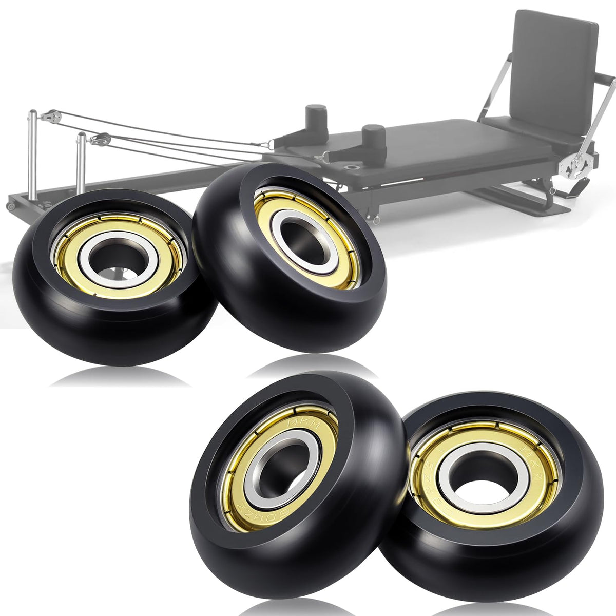 Replacement Roller Wheels 32mm, Compatible with Aero Pilates Reformer Machines, Smooth and Quiet Glide, Wear-Resistant & Durable, High-Density POM Material, 8mm Axle Diameter, Anti-friction, Safe & Precise Workout, 4 Pieces Per Pack