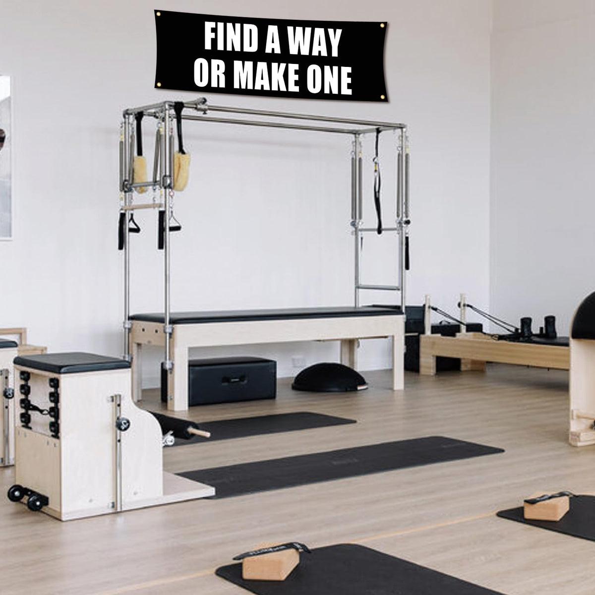 NJCBEIKX Motivational Gym Flag Banner - Find a Way or Make One - 72x24 Inches Home & Garage Gym Wall Decor with 4 Brass Grommets for Easy Hanging