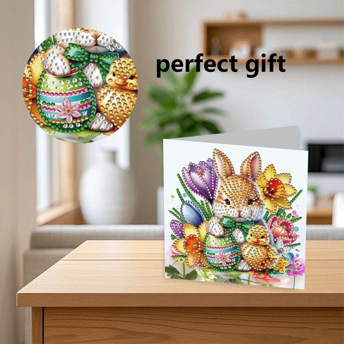 YOKUSHI 12 PCS Easter Diamond Art Painting Greeting Cards, Rabbit Craft DIY Card Making Kits for Adults Gifts (Easter)
