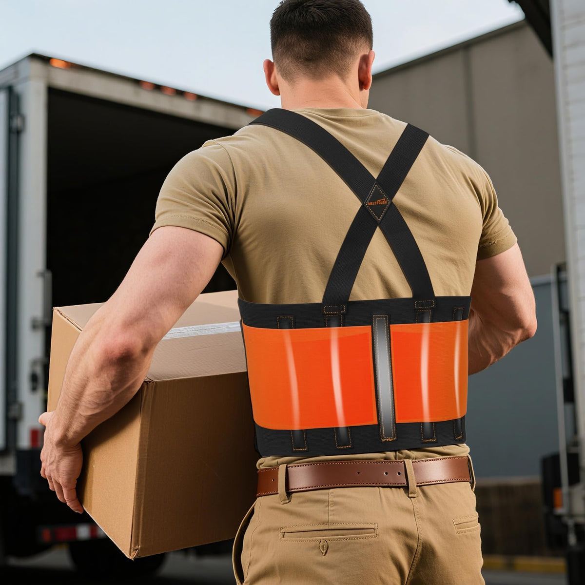 MELOTOUGH Back Brace for Men Lower Back,Back Brace for Work,Back Support Belt with Suspenders,Lower Lumbar Support for Heavy Lifting, Removeable Straps for Construction, Warehouse L/XL,Gifts for Men