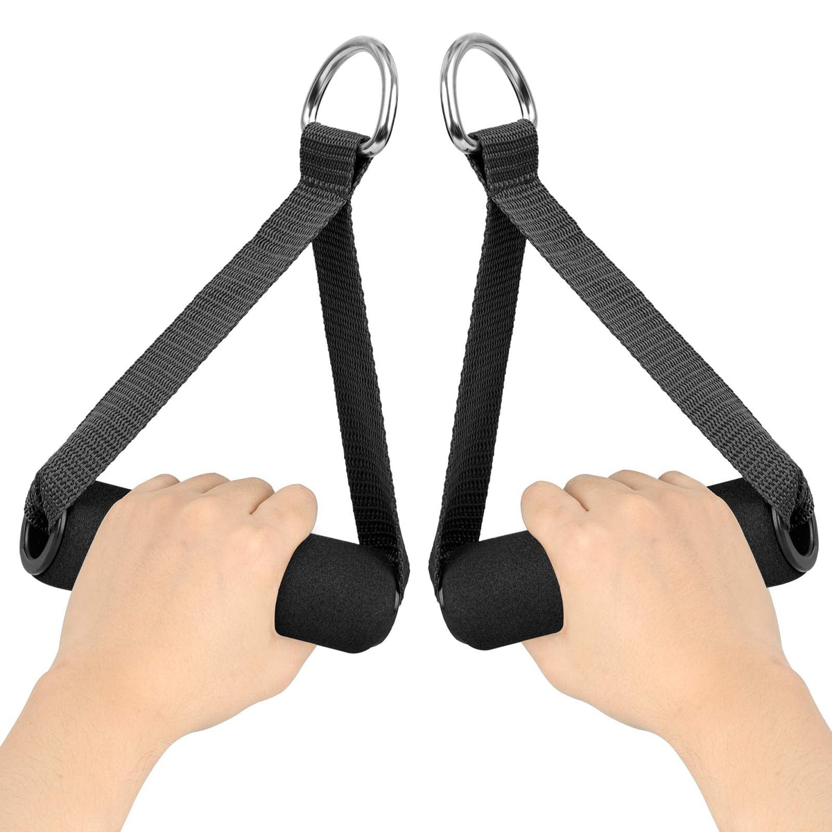 4PCS Pull Handles Resistance Bands Foam Handle Replacement Fitness Equipment for Yoga, Strength Training (Black)