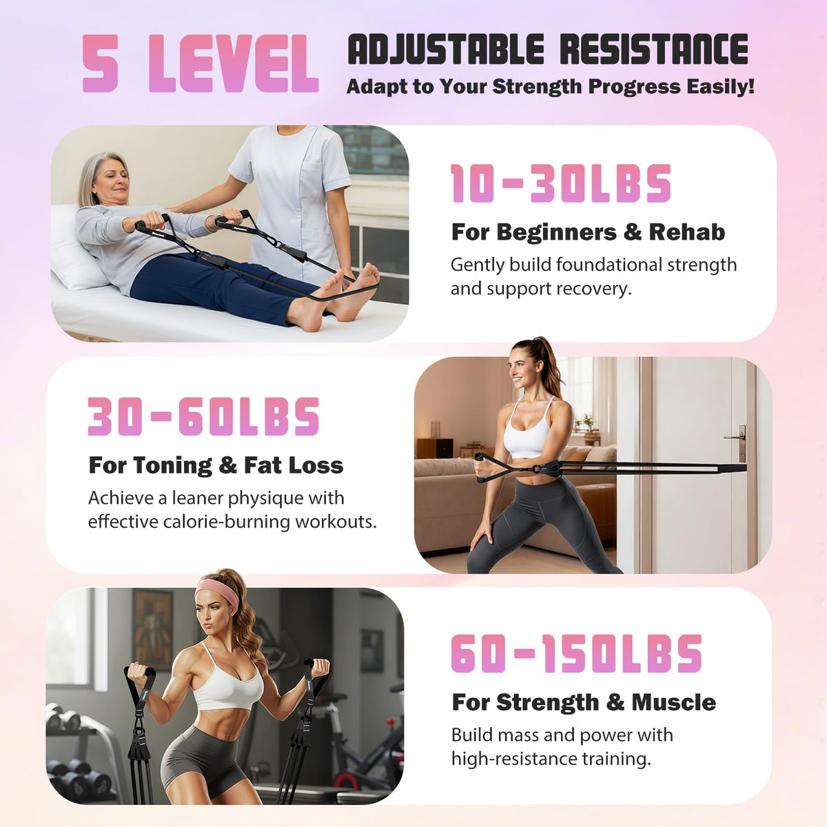 Ayombo Resistance Bands, Exercise Bands with Handles, Resistance Bands for Working Out with Door Anchor, for Heavy Resistance Training, Physical Therapy, Yoga, Home Gym Workouts Equipment