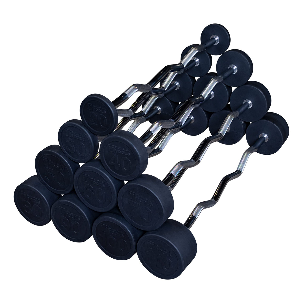 Body-Solid (SBZ50) Rubber Coated Fixed Weights Straight Barbell Bar for Weightlifting Exercise Bodybuilding Strength Training, 50lb (Midnight Black)