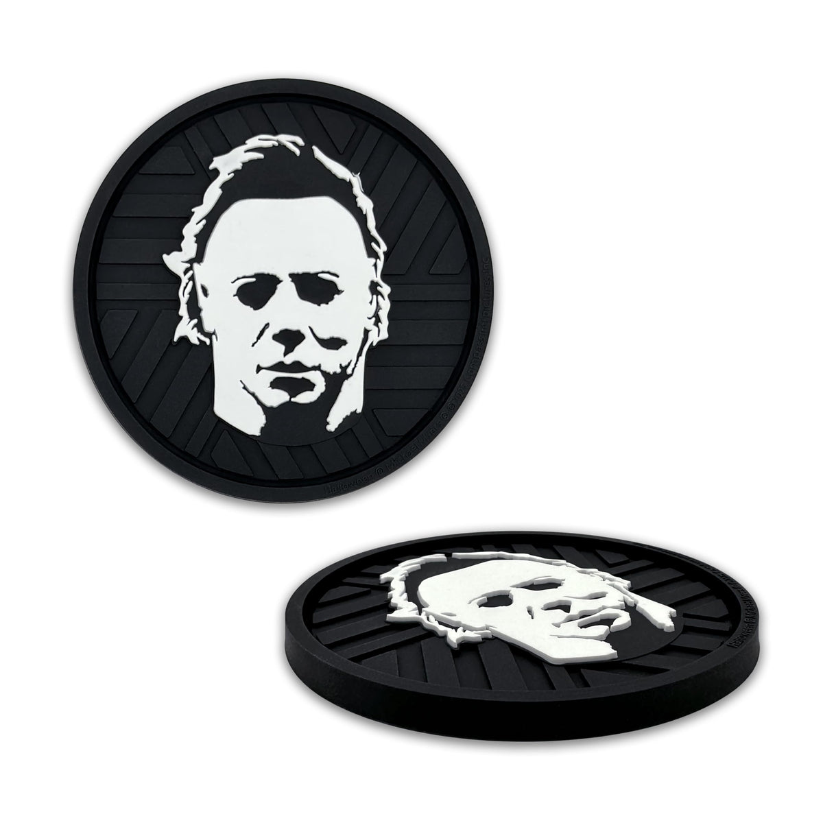 NJECT Officially Licensed Michael Myers Halloween Automotive 3D Textured Silicone Coasters (2.6" Diameter) | Universal Fit for All Cars, Trucks, SUVs & More | Non-Slip Durable | Set of 2