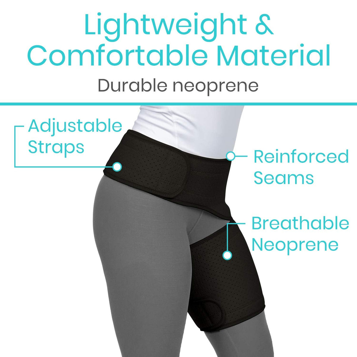 Vive Hip and Groin Brace - Sciatica Brace - Bursitis Hip Pain Relief for Women and Men - Hip Flexor Compression Wrap Support - Thigh, Hamstring Recovery for Joints, Nerve Pulled Muscles and Arthritis