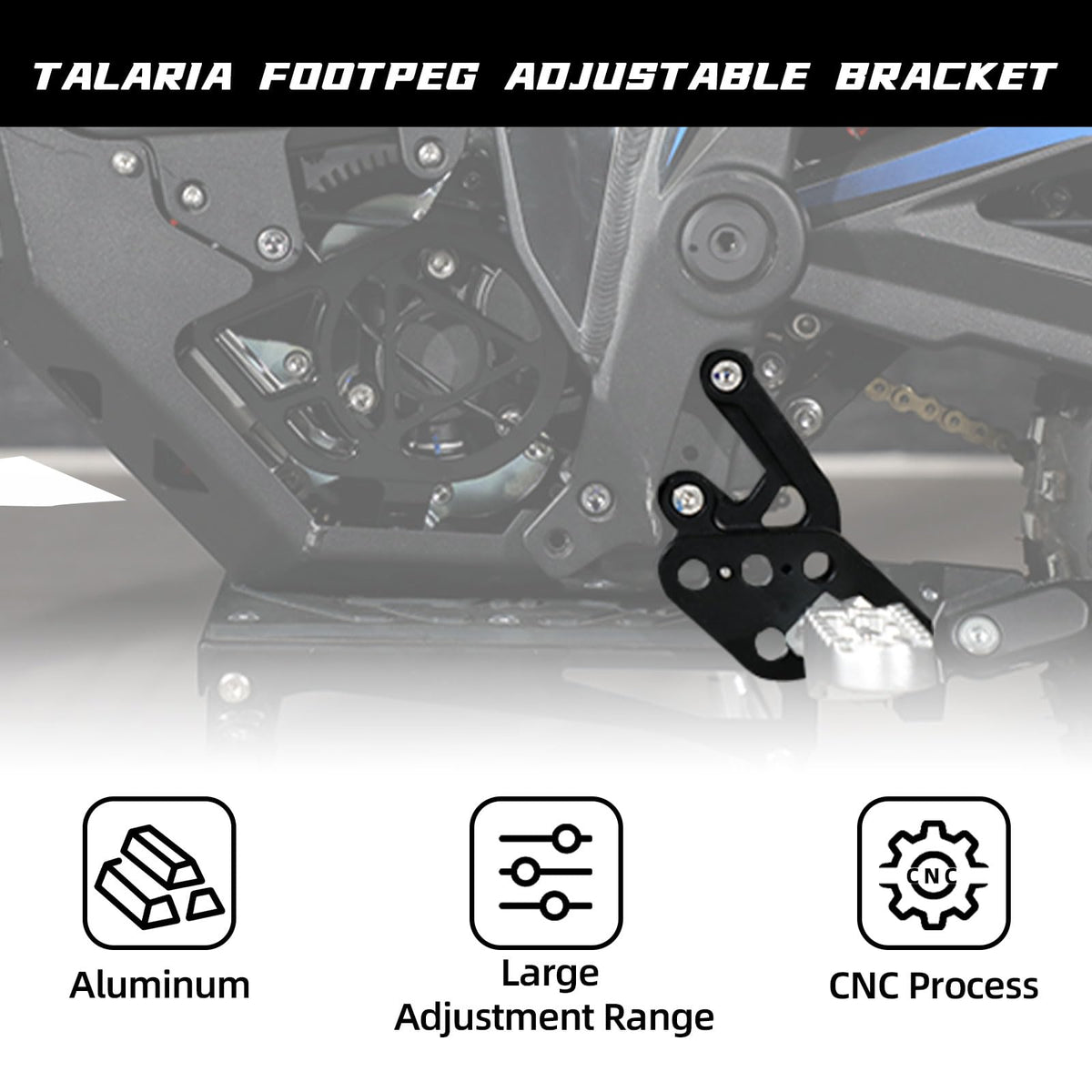 CHANGCHENG Motorcycle Foot Pedal Brackets Talaria Six Positions Rest Bracket Brace Support Adjustable for Talaria Sting MX3 MX4 Electric Dirt Bike Black