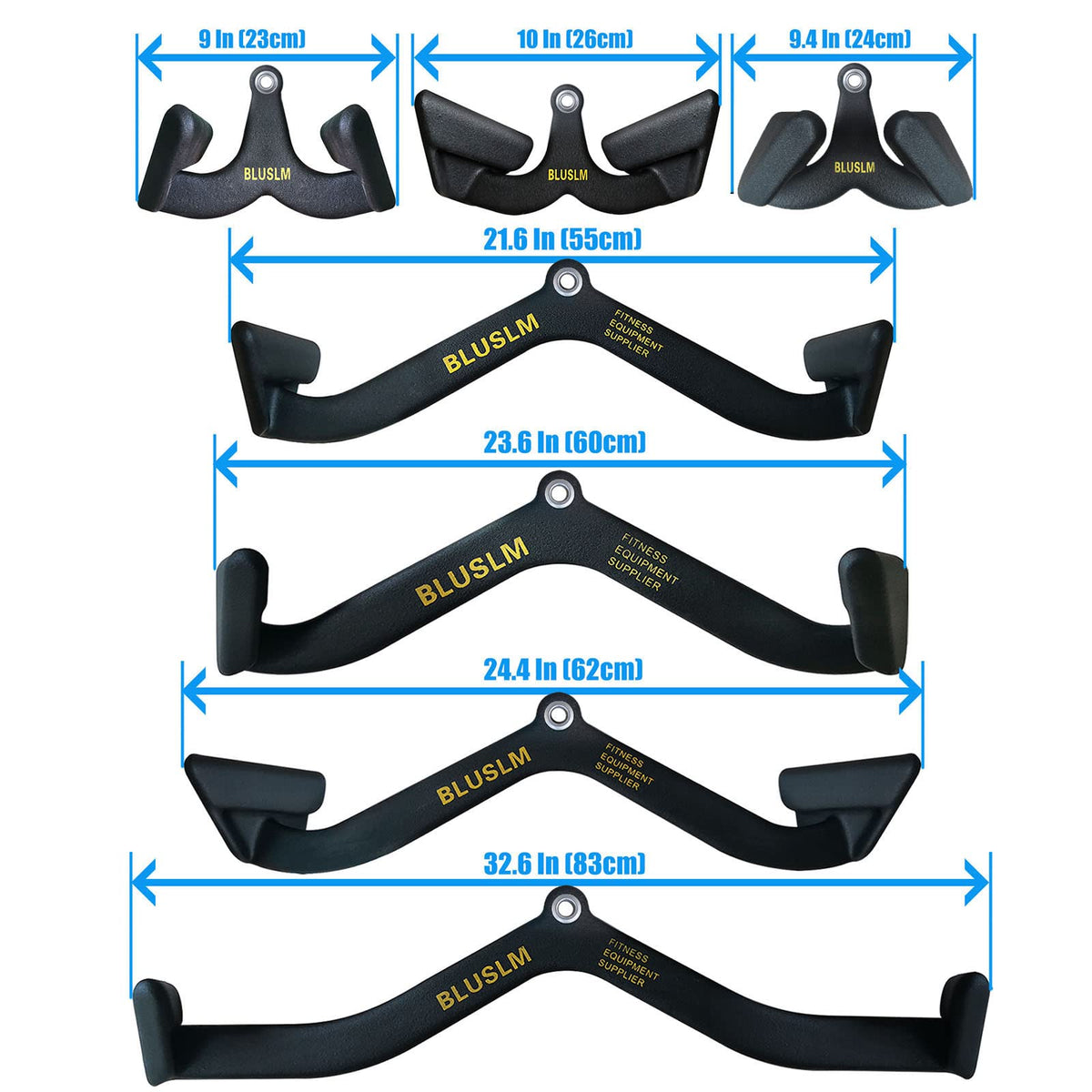 BLUSLM LAT Pull Down Bar for Cable Machine, LAT Pulldown Attachments T-bar V-bar Cable Attachment for Gym, Back Tricep Strength Training Handle