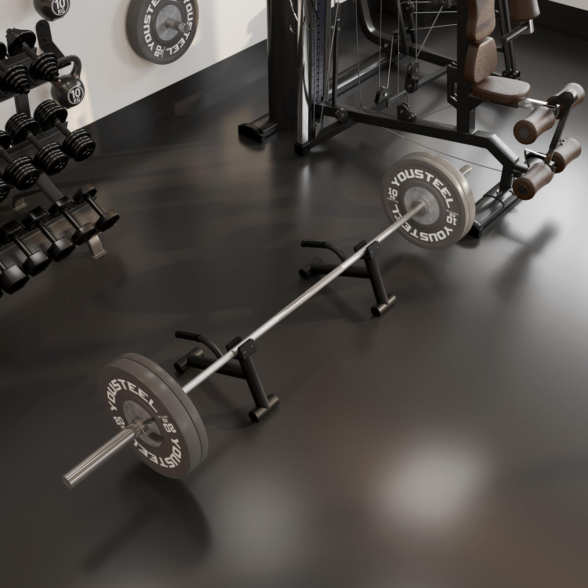 Tamisom Deadlift Jack Barbell Stand Upload 600lbs Deadlift Barbell Jack Bar Non-Slip Rubber Handle Suitable for Loading Unloading Weight Plates for Deadlift Exercise Weight Training (1)