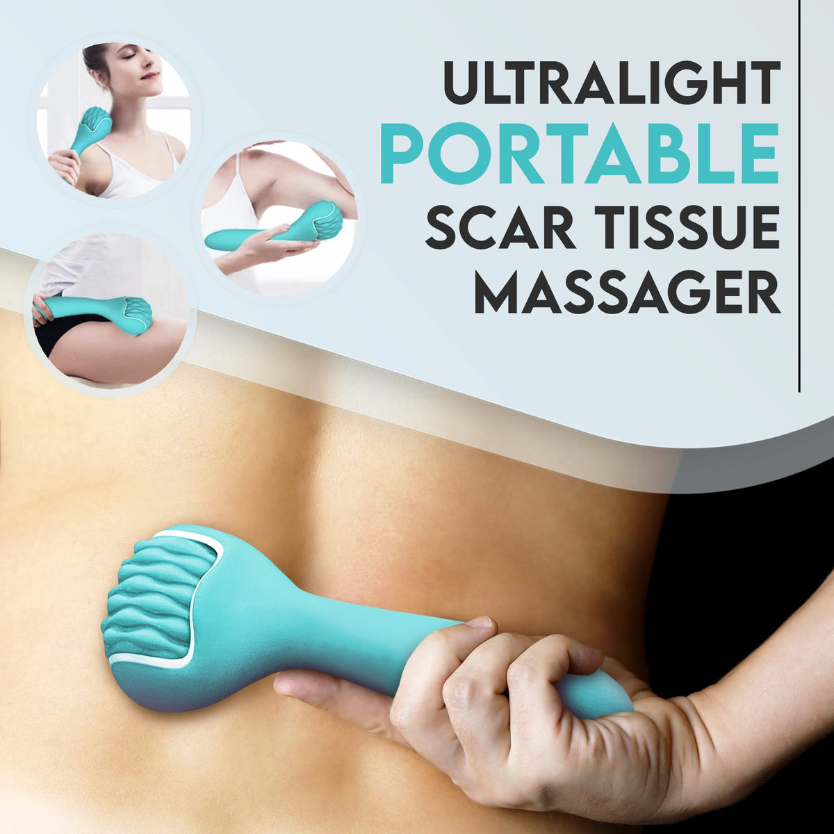 scarroller Scar Tissue Massager for Post-Surgery Recovery, Silicone Ice Massage for Post-Surgery Incision Swelling and Soreness, Joint Roller for Improved Range of Motion and Flexibility. Teal