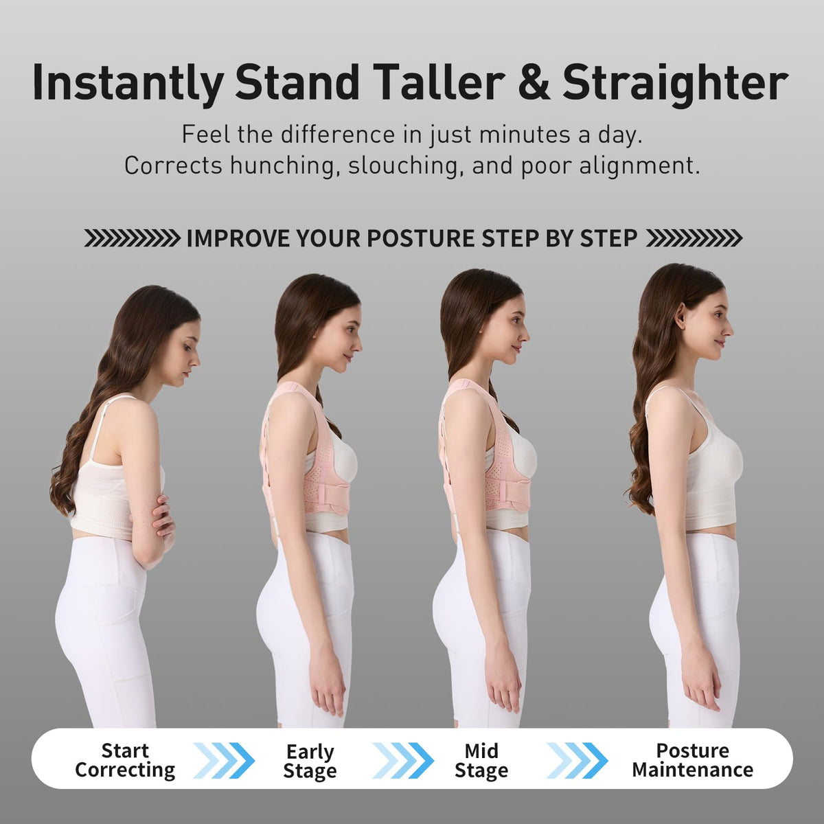 WNIEYO Back Brace Posture Corrector for Women Shoulder Straightener for Upper and Lower Back Pain Improving Postura Support Belt for Scoliosis (Pink,S/M)
