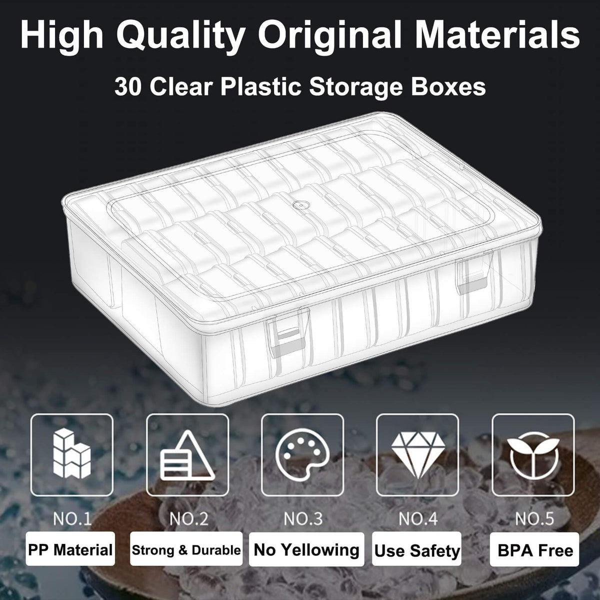 ZOQINI Bead Organizer and Storage Box, 30Pcs Small Clear Plastic Storage Containers 1 Large Craft Organizer Box 1 Sheet Label Sticker, Mini Storage Box for Jewelry Making Diamonds Arts Screws Seeds