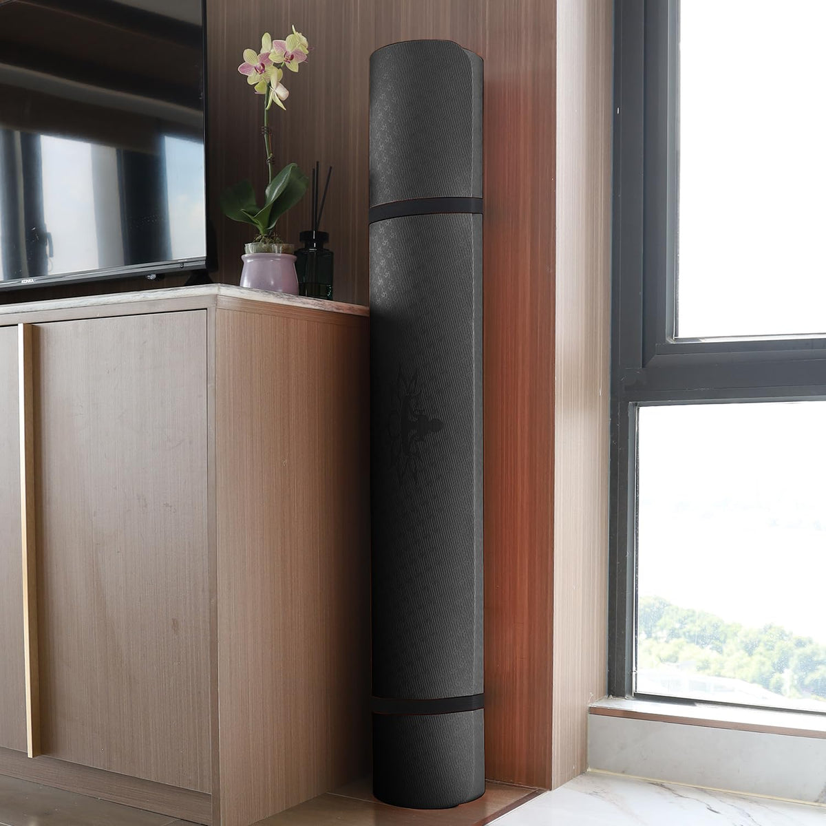 Hatha Yoga Large TPE Yoga Mat 6'x4'x1/2" Extra Thick Non-Slip Exercise Mat - for Yoga Pilates & Home Gym Workouts(Black)