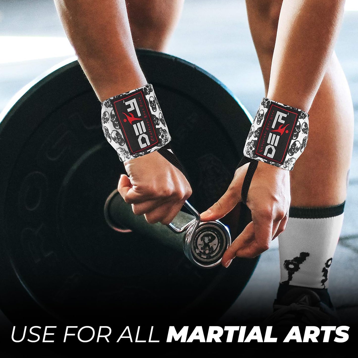 DEFY 18” Weightlifting Wrist Wraps – Professional Fitness Wrist Wraps for Men & Women with Thumb Loop - Wrist Support for Weightlifting, Strength Training, Powerlifting & Bodybuilding (Green Camo)