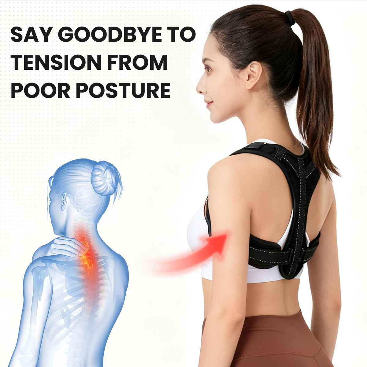 Posture Corrector for Men and Women, Adjustable Back Brace Upper Spine Straightener, Breathable Shoulder, Neck, Clavicle & Back Support, Relieve Slouching, Hunching, and Back Pain, XL
