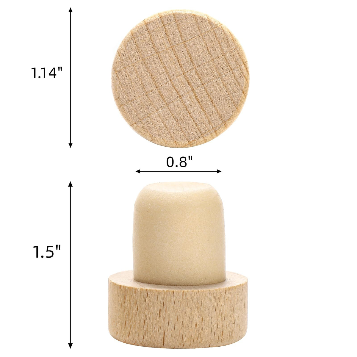 Eorbow 60 Pieces T-Shaped Wine Corks, Reusable Cork Plugs, Wooden and Rubber Wine Stoppers, Sealing Bottle Stoppers for Wine, Beer, DIY Craft