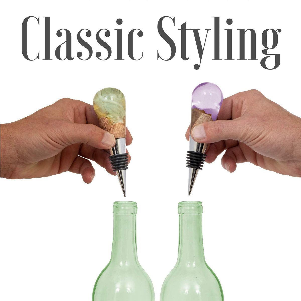 Savannah Classic Chrome Style Bottle Stopper with 3/8" x 16 tpi Threaded Post For Attaching Hand Made or Lathe Turned Handles … (5 Chrome Stoppers)