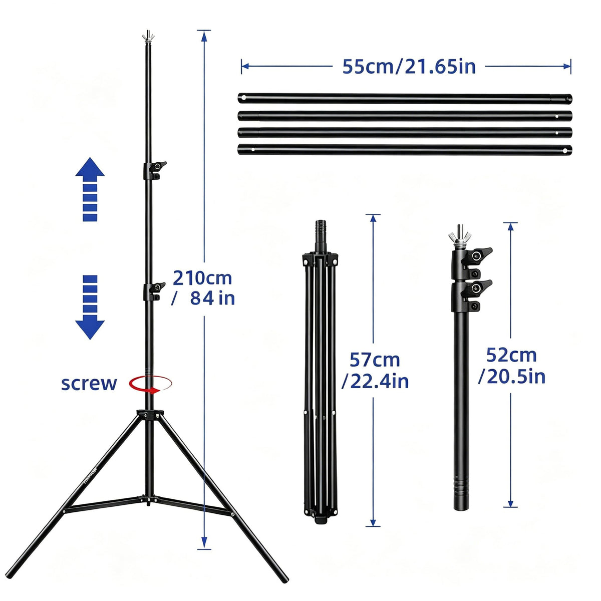Backdrop Stand 10x7 FT, Adjustable Photography Background Stand for Parties, Photo Video Studio, Portable Photo Booth Kit with Carrying Bag, 6 Backdrop Clamps & 2 Stand Bags