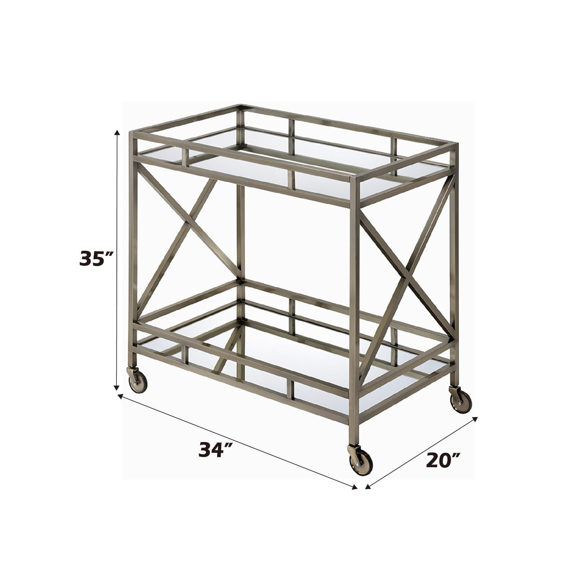 Mirrored Antique Gold Serving Cart
