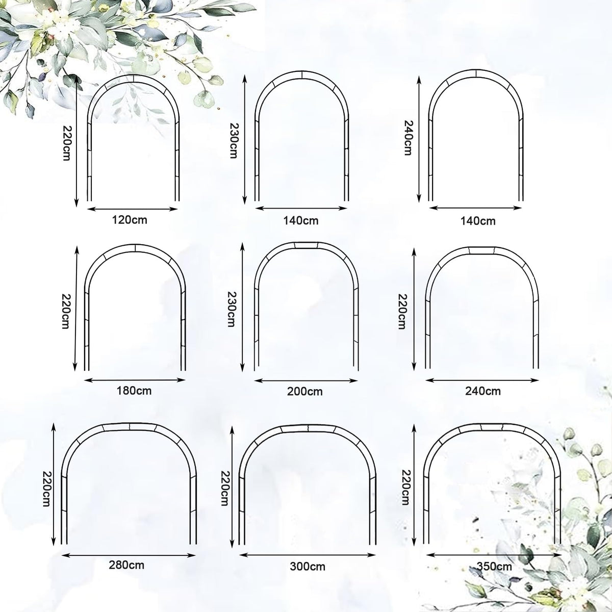 Metal Garden Arch Pergola for Climbing Plants and Wedding Events 11.5ft Tall Rose Arbor and Bridal Backdrop Stand