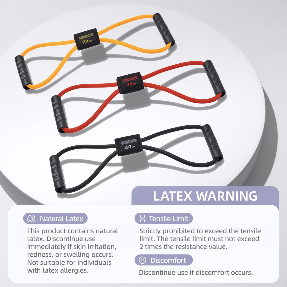 Figure 8 Resistance Bands with Handles for Women Men, Exercise Bands for Back, 8 Shaped Resistance Bands for Arms, Shoulder, Leg Stretching, Physical Therapy, Yoga, Pilates, Home Gym Workout Equipment